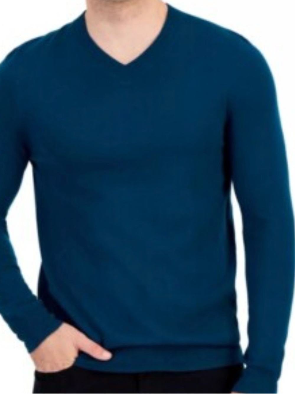 Alfani Men's V-Neck Sweater in Teal Blue